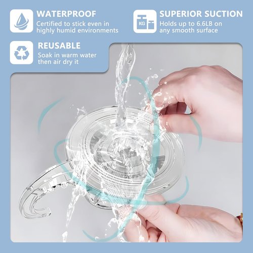 CozyBlue Heavy-Duty Suction Cup Hooks - Waterproof & Reusable for Bathroom, Kitchen, Glass Door | 2 Pack