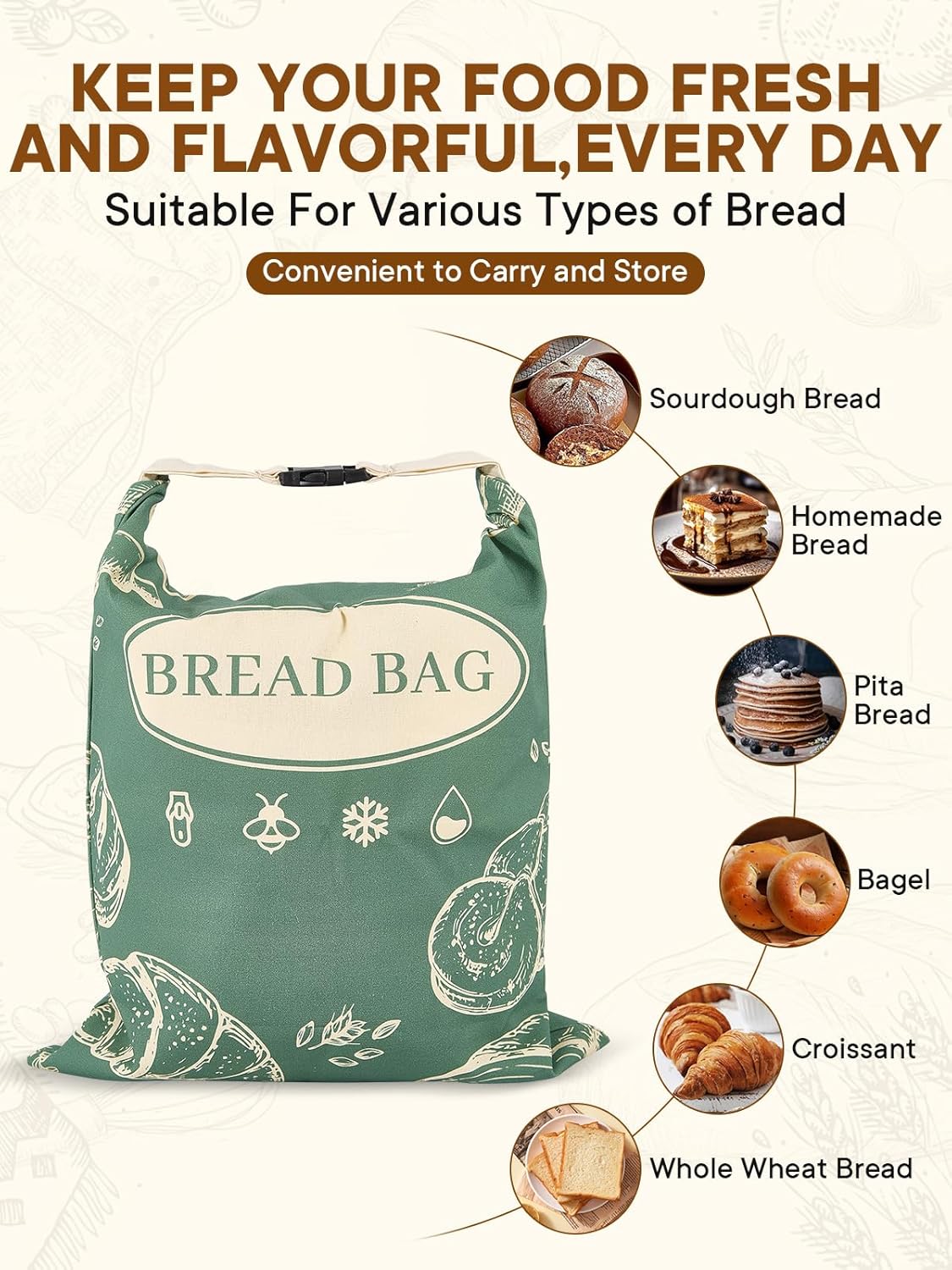 Skiennix Reusable Beeswax Bread Bags - 2 Pack Large 17x13 Inch for Homemade Bread | Freezer Safe Storage