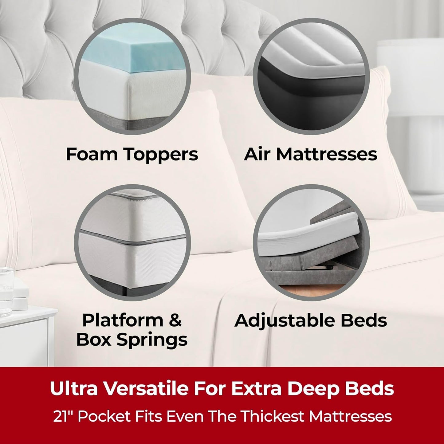 Mellanni Extra Deep Twin XL Sheets - Hotel Luxury Bedding Set | Ultra Soft, Cooling, Stain Resistant - Beige
