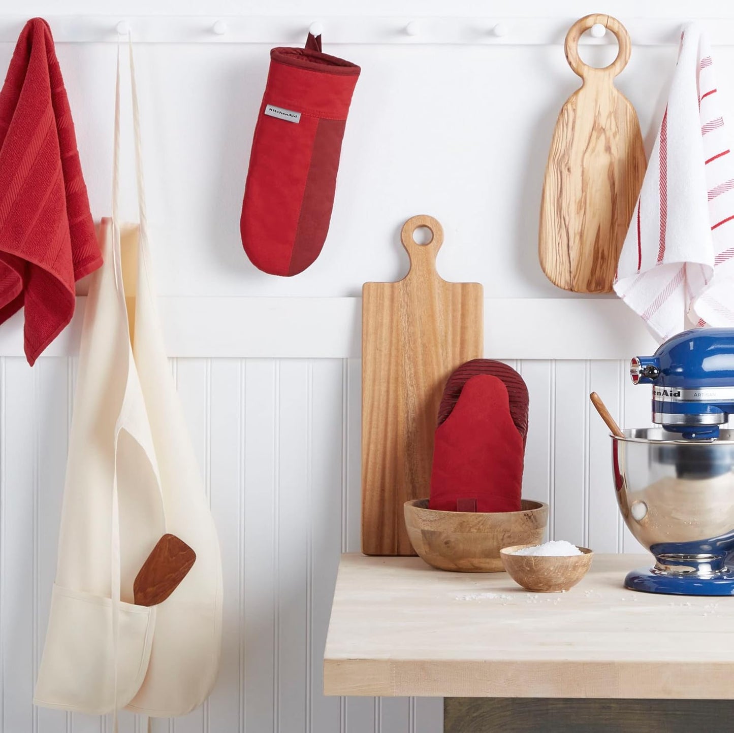 KitchenAid Non-Slip Oven Mitt Set - Two-Tone Passion Red/Bordeaux, 5.75"x13", 2 Pieces