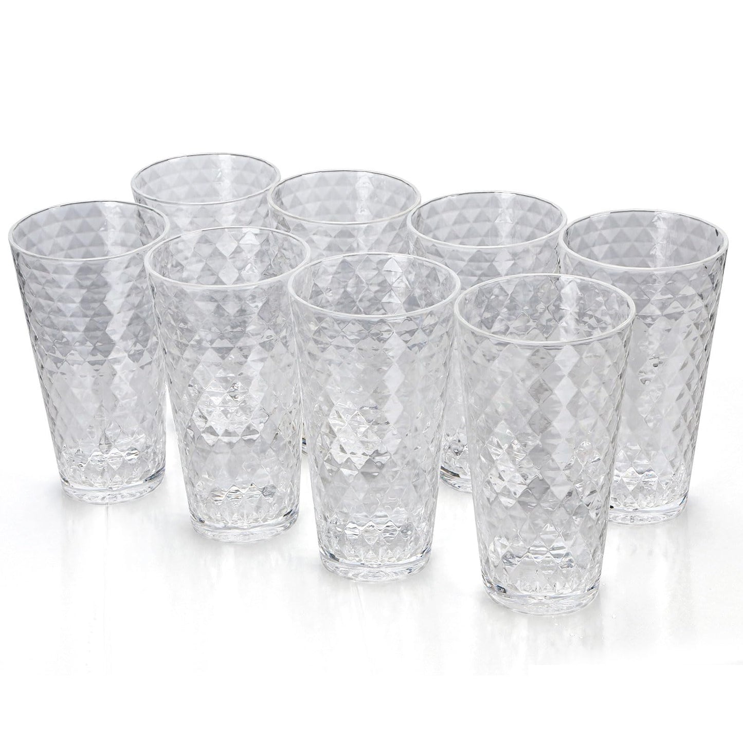 AKMQYM BPA-Free Plastic Tumblers 8 Pack (8x22oz) | Reusable Dishwasher Safe | Stackable Shatterproof Cups | Plastic Drinkware & Drinking Tumblers for Restaurant, Home, Party