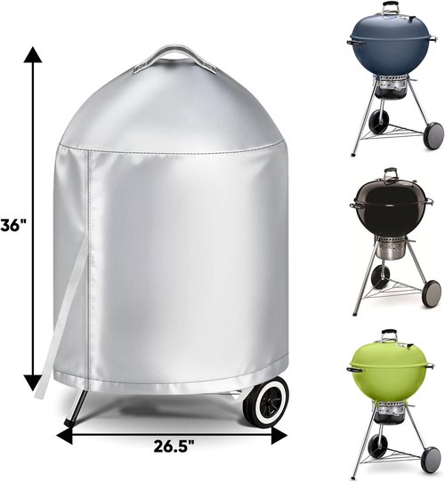 iCOVER Grill Cover - Heavy Duty Waterproof Protection for 22-Inch Weber Charcoal Kettle Grills | Silver