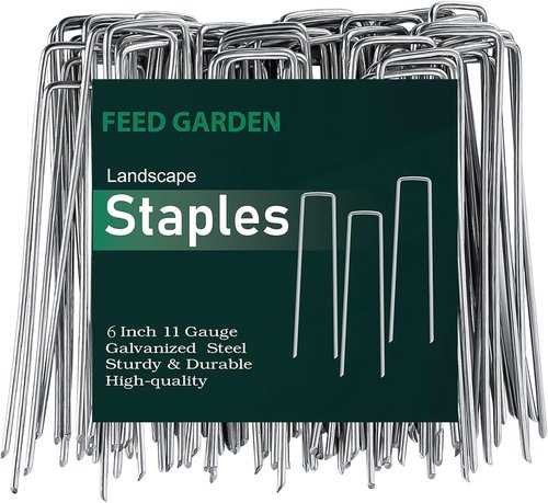 Feed Garden 6-Inch Hot-Dip Galvanized Landscape Staples - 50 Pack Tent Stakes for Weed Barrier Fabric