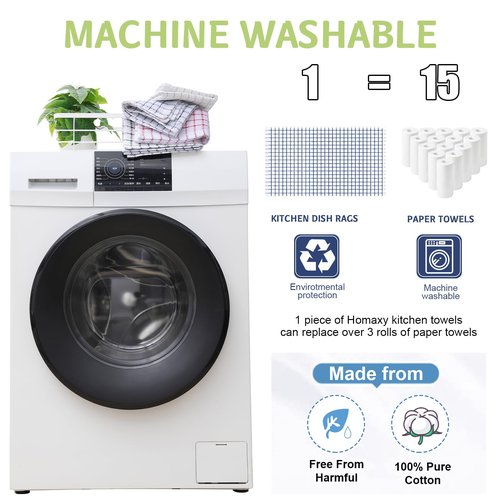 Homaxy 100% Cotton Kitchen Towels 6 Pack-15 X 25 Inches, Check Design Waffle Weave Hand Tea Towels, Super Soft and Absorbent Dish Towel for Drying Dishes, Navy Blue