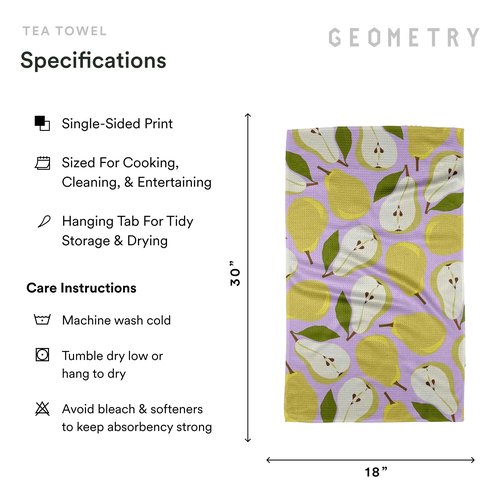 GEOMETRY Spring Kitchen Towels - Quick Dry Microfiber Cloth Spring & Summer Dish Towels for Kitchen Drying - Premium Quick Dry Towel - Pear Slices, 18" x 30" - 1-Pack