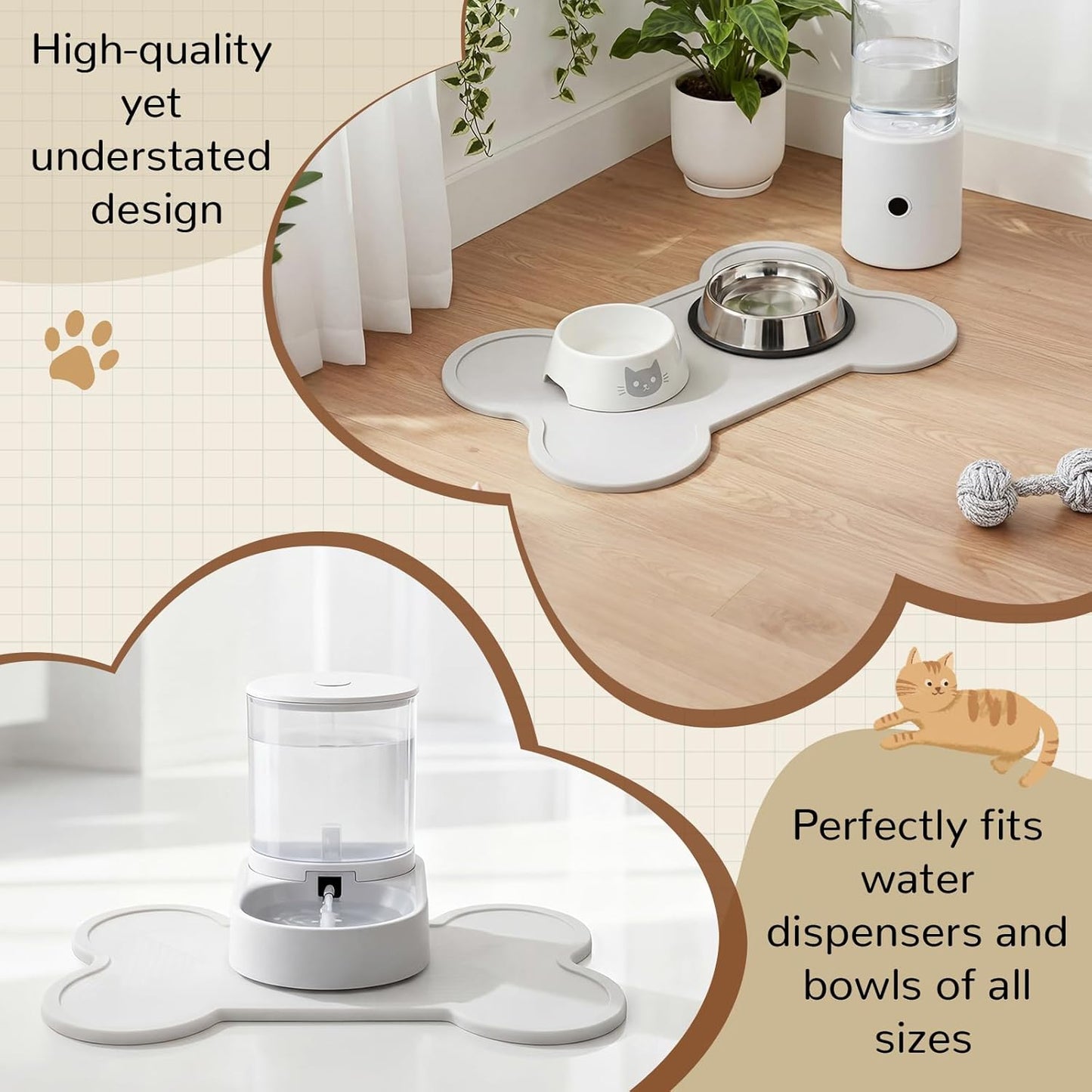 **Stone Dry Mat | 16" x 10" Diatomaceous Earth Pet Feeding Mat - Quick Drying, Non-Slip, Waterproof for Cats & Dogs**