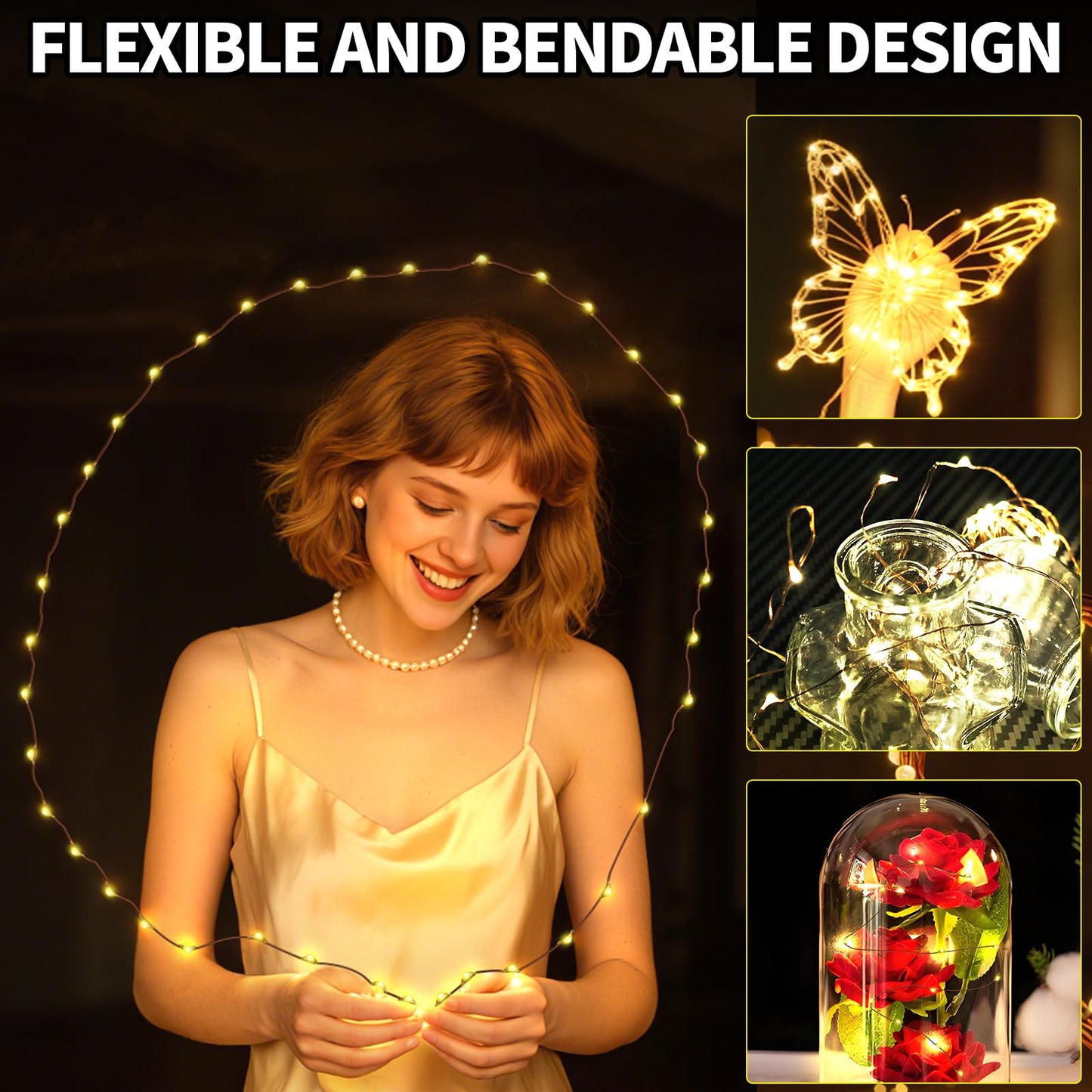 Timer Blinking Tiny Led Fairy Lights,1 Pack Mini Battery Powered Copper Wire Starry Small Flashing Battery Operated String Light for Bedroom,Christmas,Parties,Wedding,Gift Decor(5m/16ft Warm White)