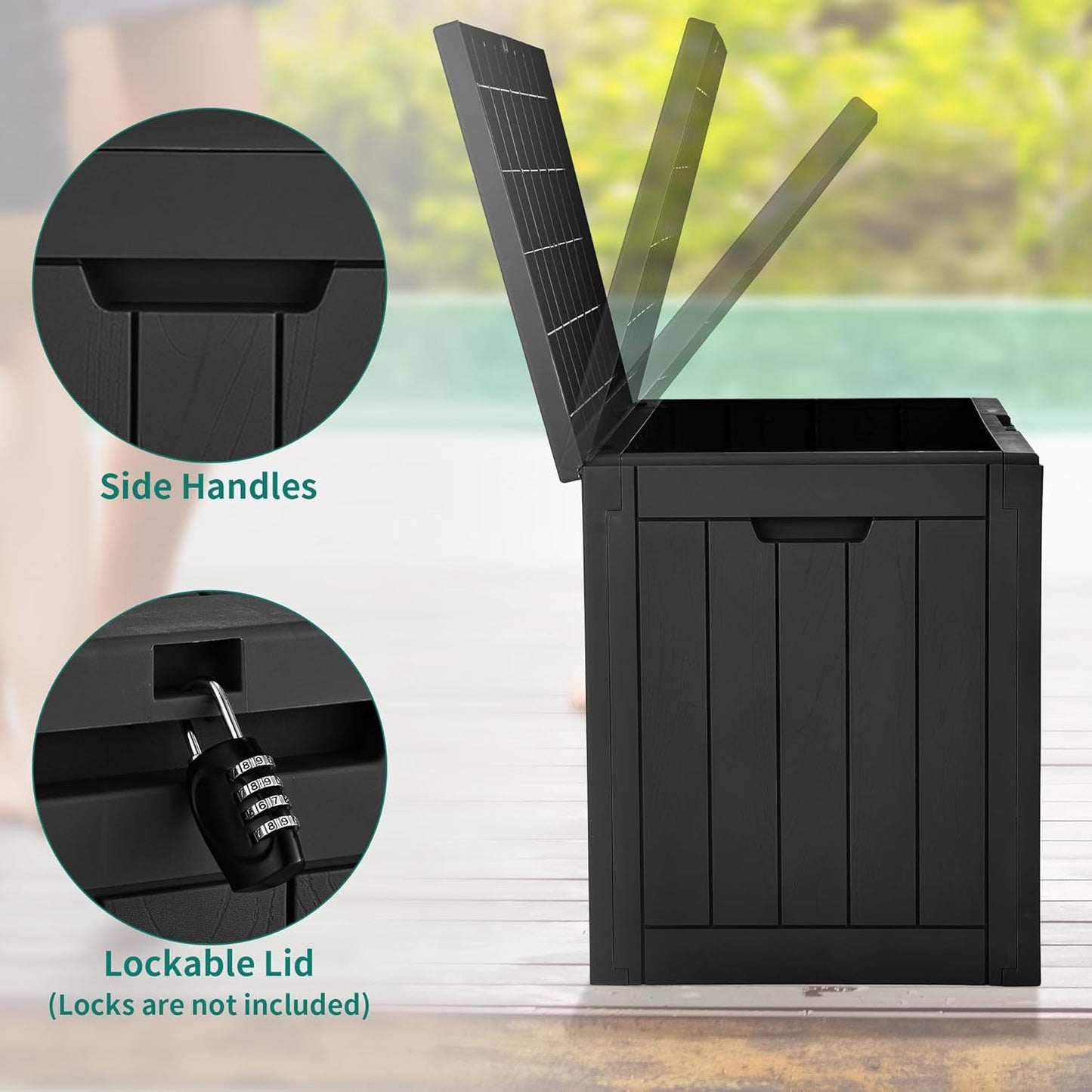 YITAHOME 30 Gallon Outdoor Storage Box - Waterproof Resin with Lockable Lid | Black for Patio & Garden