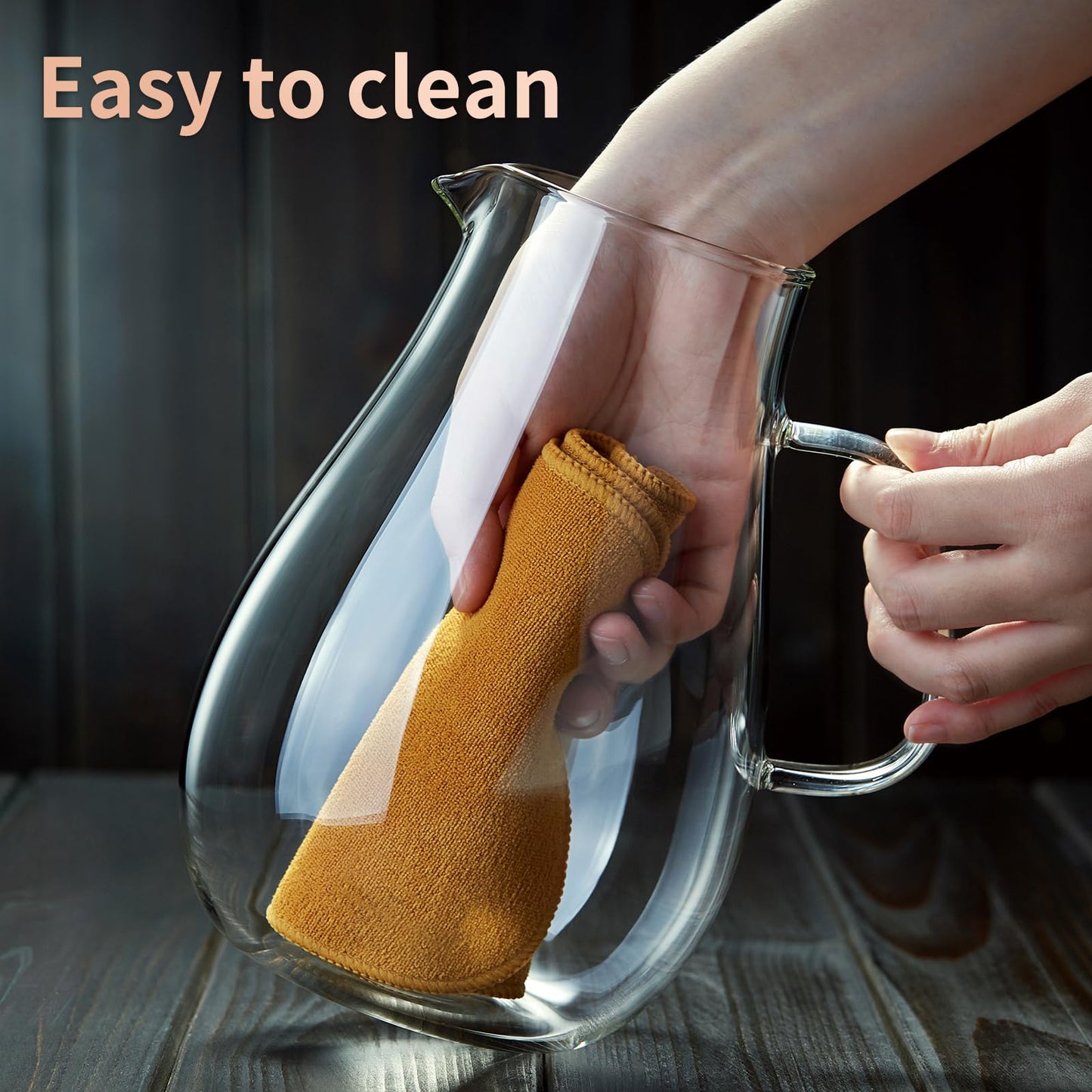 68OZ Glass Pitcher with Lid and Spout, Water Jug, 2000ML Carafe for Hot/Cold Water, Large Iced Tea Pitcher for Coffee, Juice and Homemade Beverage