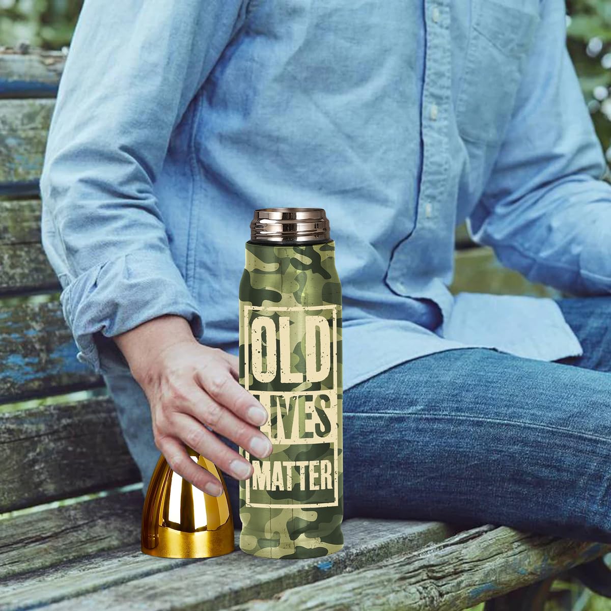 Limima Gifts For Old Men, Old Lives Matter 17Oz Bullet Tumbler, Gifts For Old Dad Grandpa from Daugher Son Wife Grandchildren, 50th 60th 70th 80th 90th Birthday - Christmas Gifts For Old Men