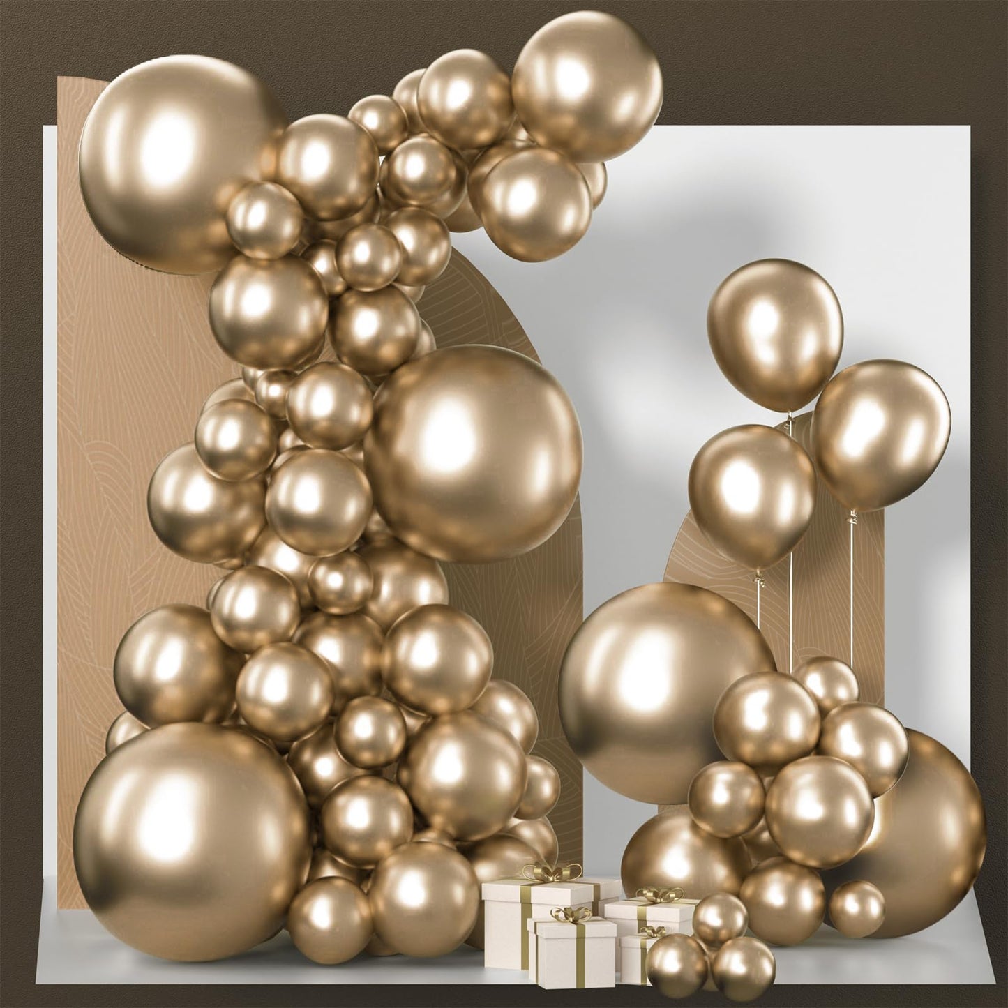 PartyWoo Metallic Gold Balloons 120pcs Different Sizes of 18 12 10 5 Inch Chrome Gold Balloon Arch Kit Garland for Birthday Graduation Baby Shower Wedding Bachelorette Party Decorations Gold-G127