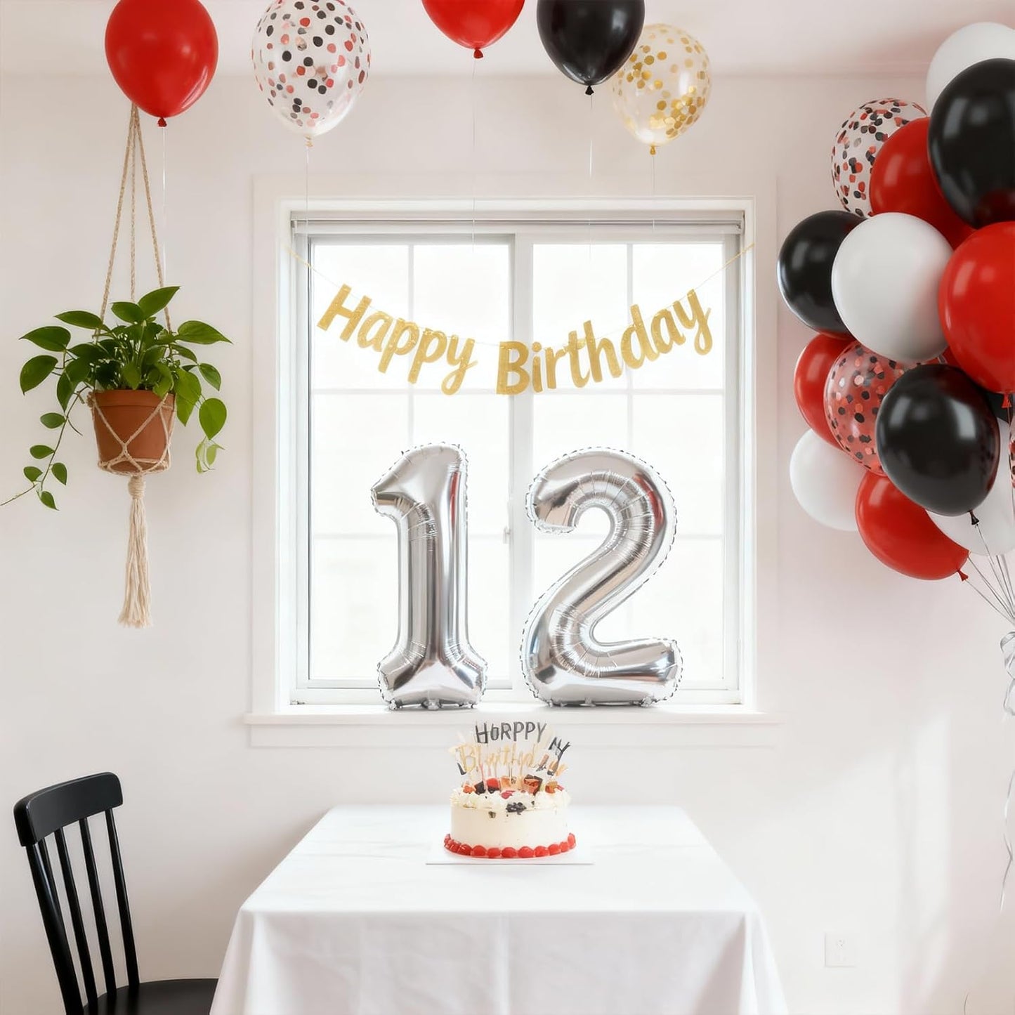 Red and Black Balloons - 60PCS 12 Inch Metallic Confetti Balloons for Birthday & Wedding Decor
