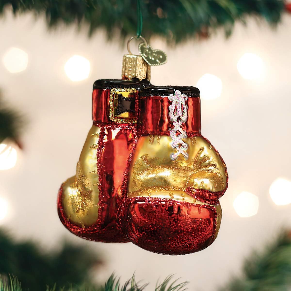 Boxing Gloves Glass Ornament - Handcrafted Christmas Tree Decoration, Sport Collection