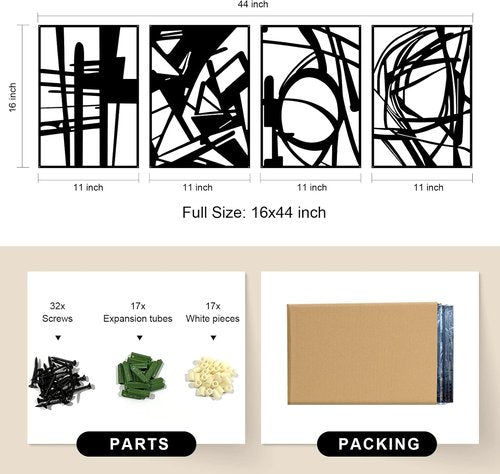 Glamativity Large Black Abstract Metal Wall Art - Minimalist 3D Textured Décor for Living Room | 22.5" Size