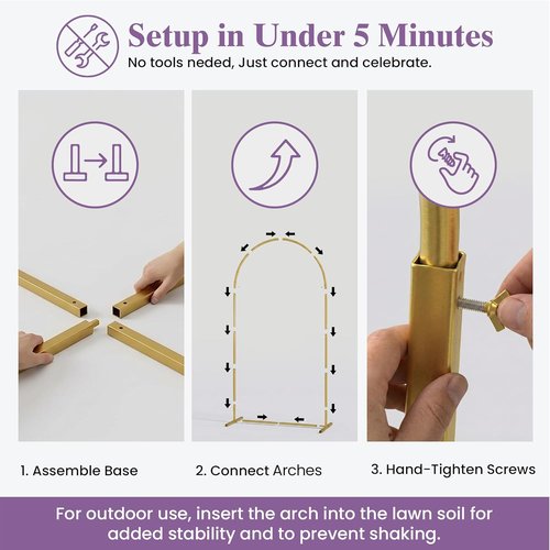Gold Metal Arch Backdrop Stand Set by [Brand Name] | 3 Pack - 6FT, 5FT, 4FT for Weddings, Parties & Baby Showers