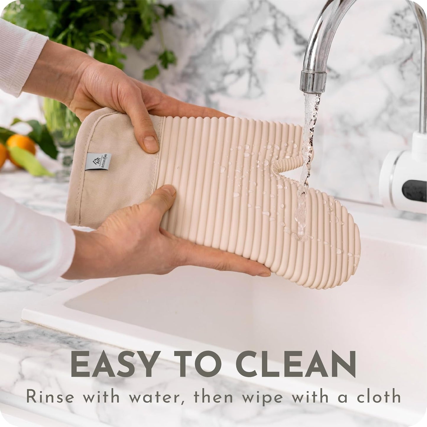 Skiennix Extra Long Silicone Oven Mitts - Heat Resistant 500°F | BPA-Free 4-Piece Kitchen Set