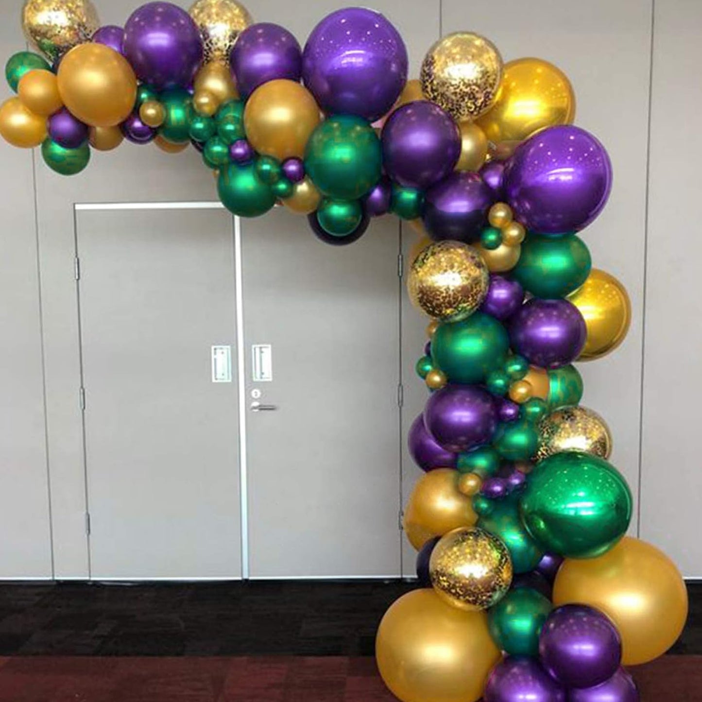 PartyWoo Purple Green Gold Balloons 50 pcs 12 Inch Dark Purple Dark Green Gold Confetti Latex Balloons for Graduation Mardi Gras Carnival Little Mermaid Aladdin Birthday Party Decorations