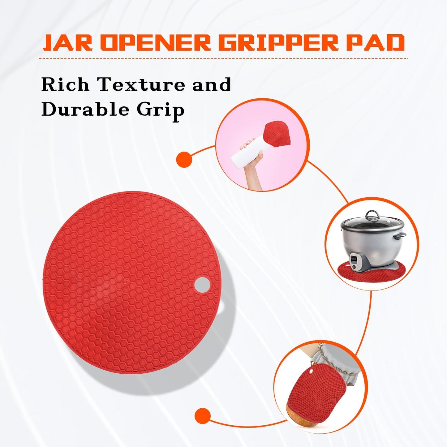 Skiennix Jar Opener Set - 5 Pack Multi-Functional Kitchen Tools for Weak Hands | Silicone Handle (Red)