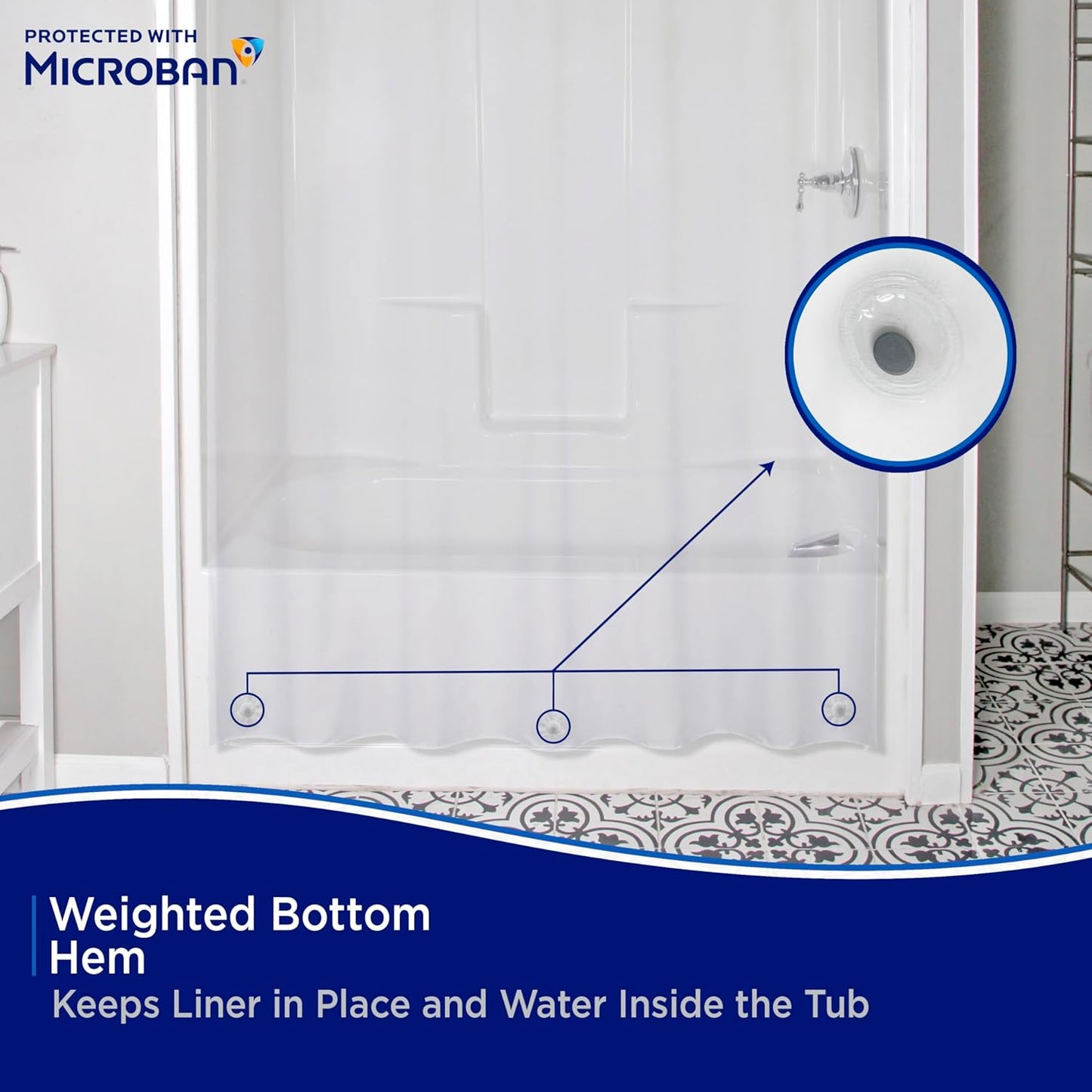 Kenney – Waterproof PEVA Shower Curtain Liner | Medium-Weight Design with Rust-Resistant Grommets, 70" x 72", Clear