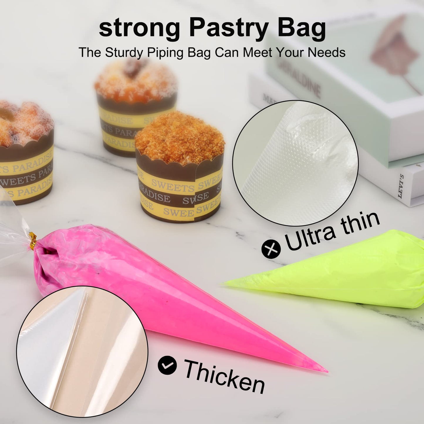 Tamodan 12 Inches Side Not Bursting Piping Bag, 100 Pcs Explosion-Proof Cracked Thickened Pastry Bags Disposable Are Suitable for pastry making.
