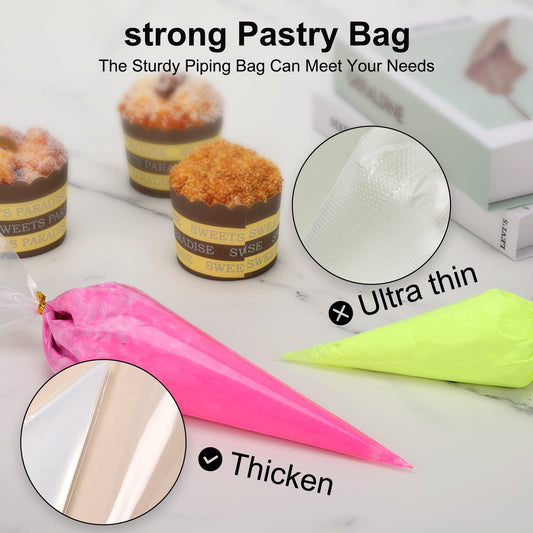 Tamodan 12 Inches Side Not Bursting Piping Bag, 100 Pcs Explosion-Proof Cracked Thickened Pastry Bags Disposable Are Suitable for pastry making.