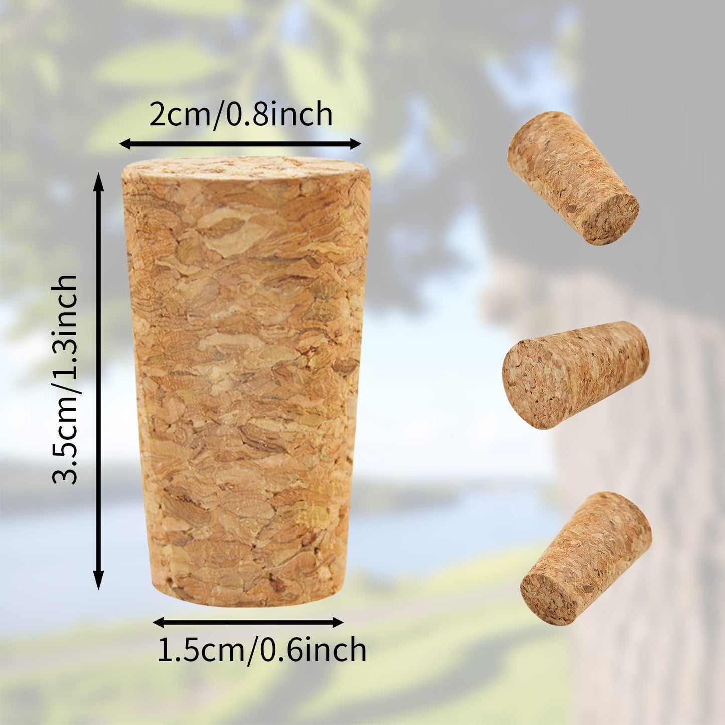 100 Pack Corks for Crafts, Tapered Wine Bottle Cork Stoppers Replacement Corks for Wine Beer Bottle, Leakproof