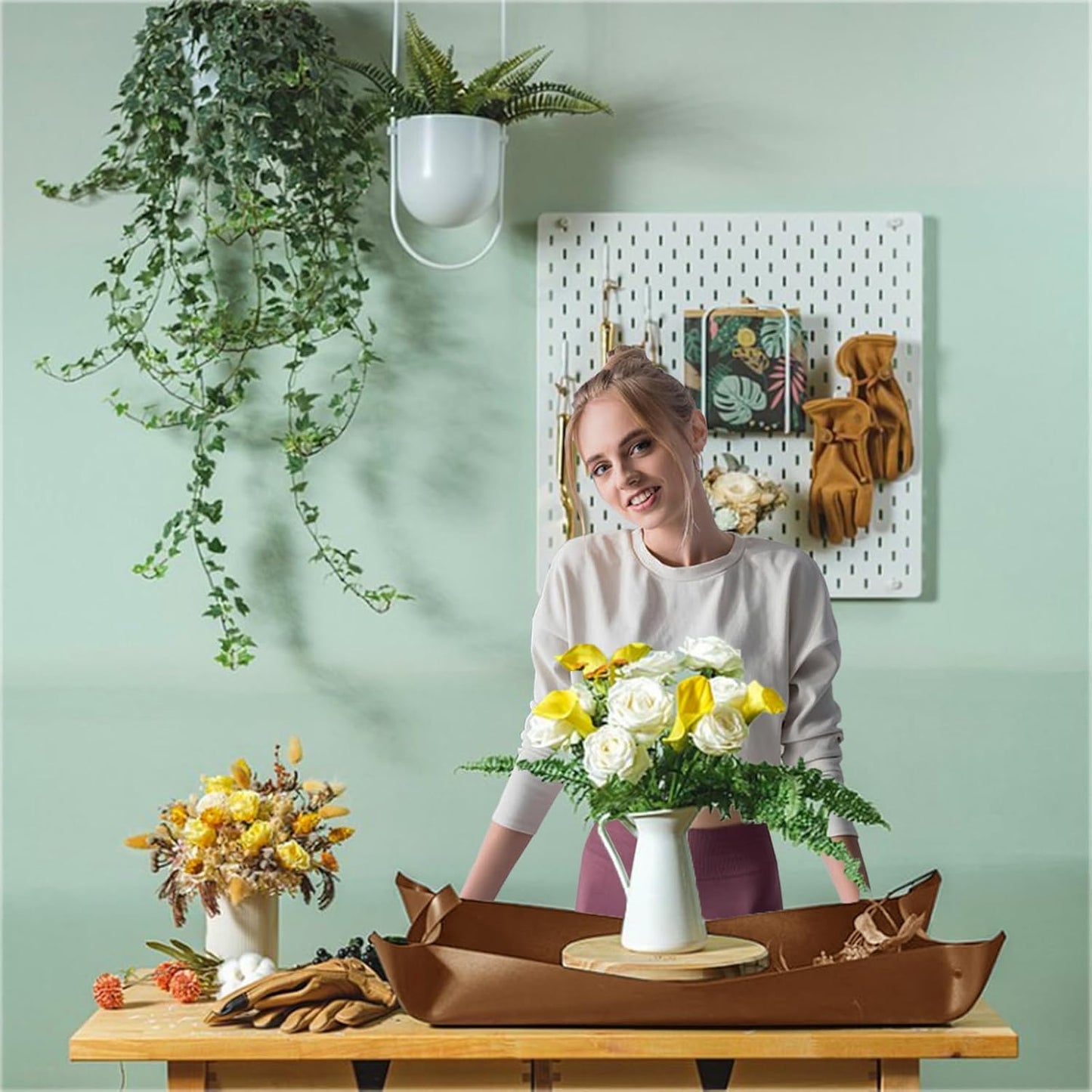 Skiennix Plant Repotting Mat - Waterproof Leather for Indoor Succulent Transplanting | 30" X 18", Brown