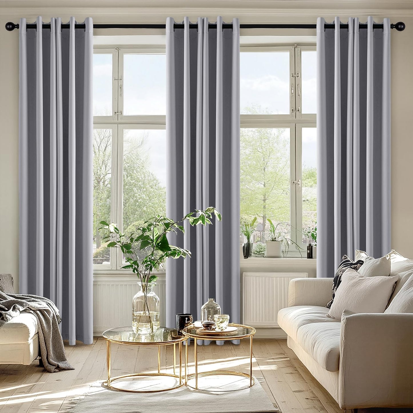 MIULEE Light Grey Blackout Curtains - Thermal Insulated Room Darkening Drapes, 72 Inches Long, 2 Panels