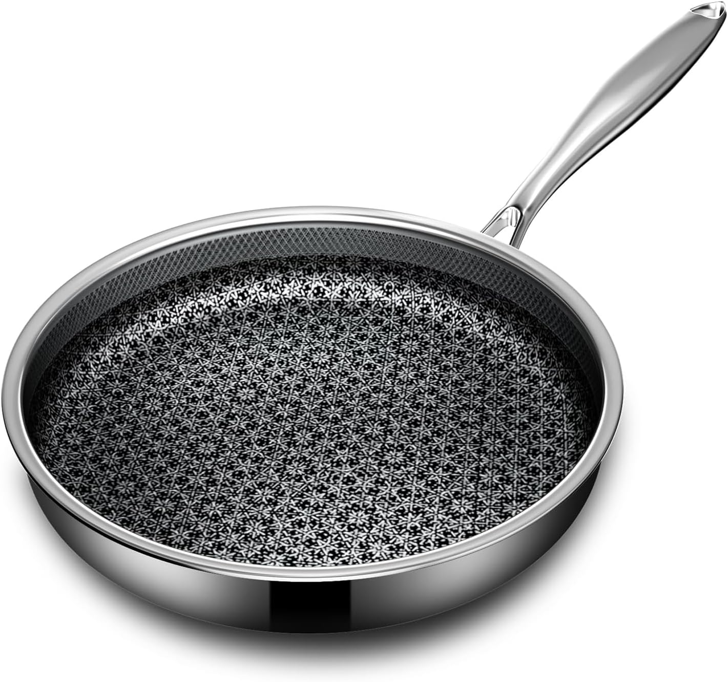 Skiennix 10-Inch Hybrid Nonstick Frying Pan | 5-Ply Stainless Steel Skillet - Dishwasher & Oven Safe Up to 800°F