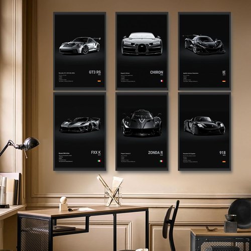 Dazongweihan 9-Piece Racing Car Poster Set - Vibrant Wall Art for Boys' Rooms | Unframed 8x12 Inch Decor