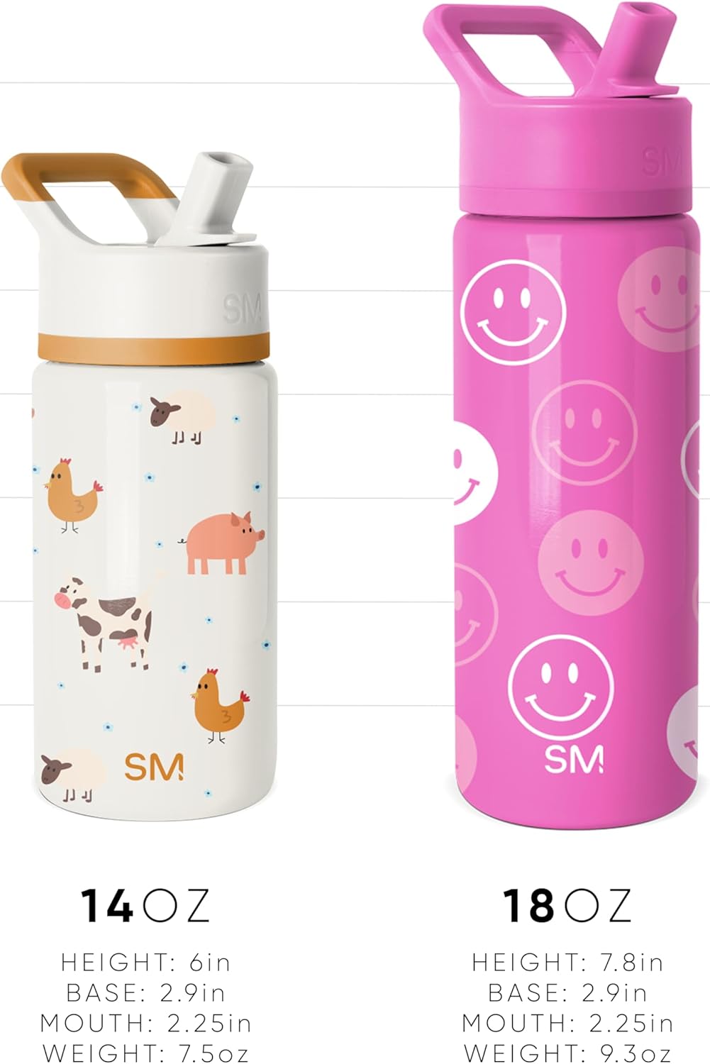 Simple Modern Kids Summit Water Bottle - 14oz Insulated Stainless Steel Tumbler with Straw Lid | Confetti