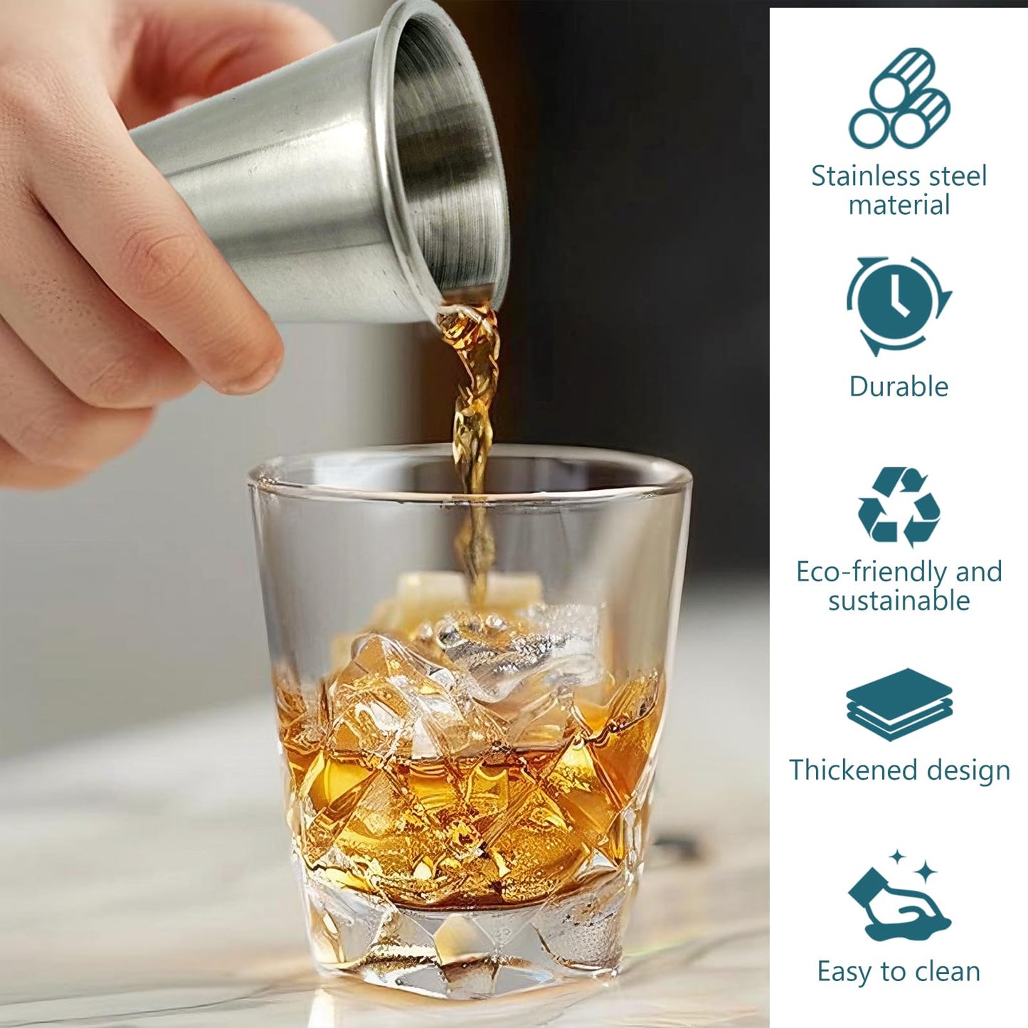 Premium Japanese Style Double Jigger for Bartending – 1 oz / 2 oz Stainless Steel Cocktail Jigger with Internal Measurements – 304 Food-Grade Steel, Bar Tool for Home or Professional Use