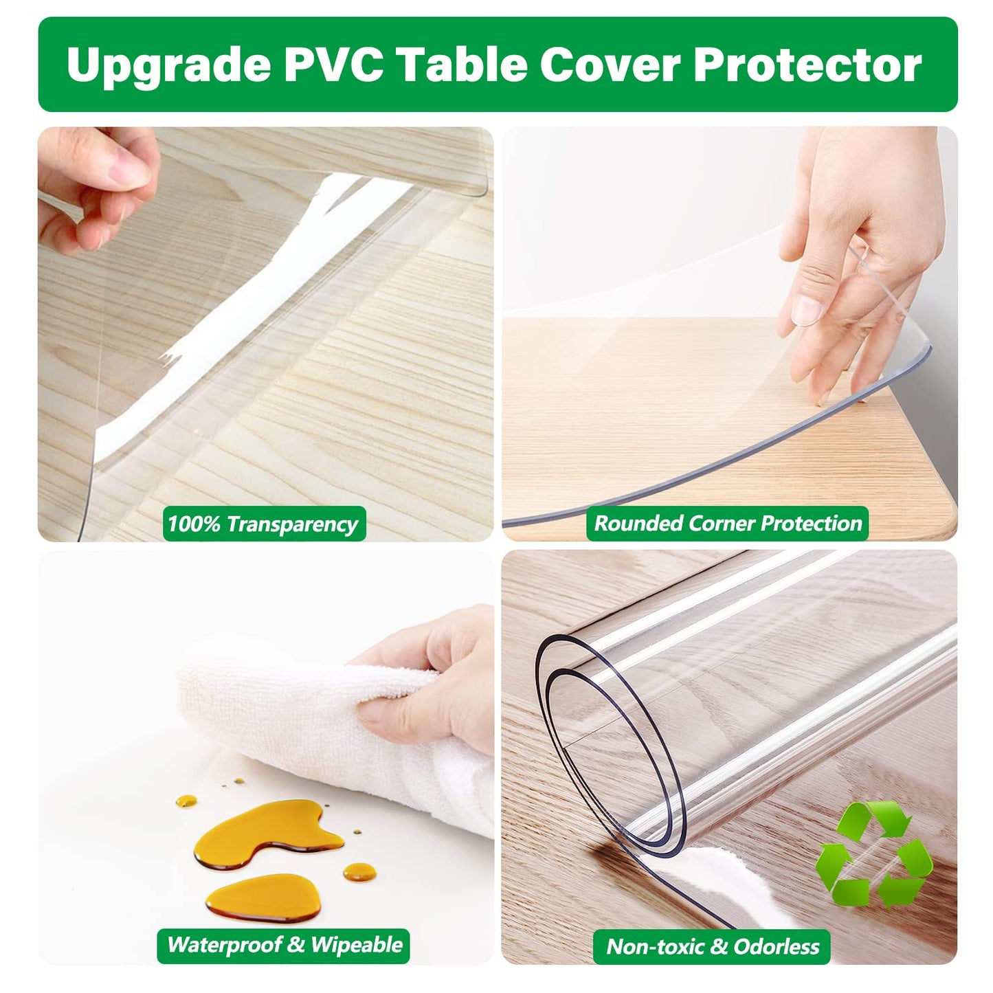 LinkGro Multi-Size 43 Inch Dia 1.5mm Thick PVC Clear Table Protector Plastic Tablecloth Table Cloth Wipeable Vinyl Table Top Cover for Dinner Coffee Table Furniture Protector Water Oil Resistant