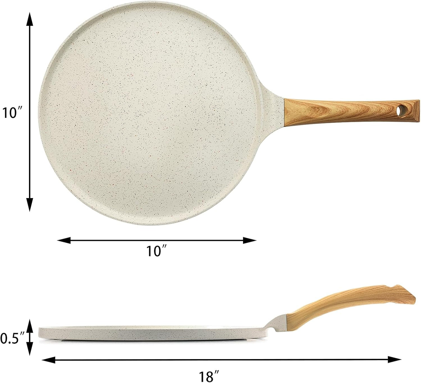 SENSARTE Nonstick Crepe Pan - 10-Inch Natural Ceramic Coating | Induction Compatible Dosa Skillet with Stay-Cool Handle