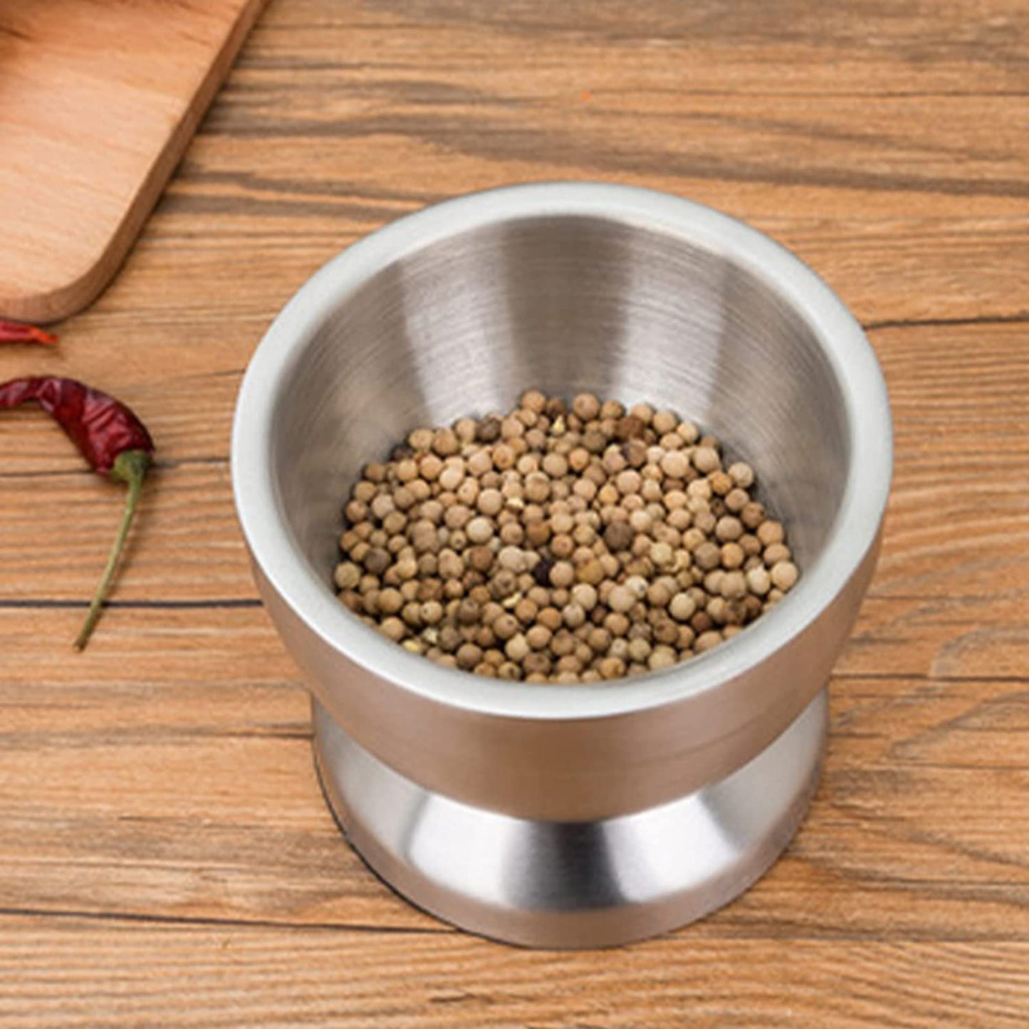SLIUGLOVEUN Stainless Steel Mortar and Pestle, Pill Crusher, Spice Crusher, Non-Slip Base Grinding Herb Spice, Kitchen Spice Herb Pesto Crusher (Small)