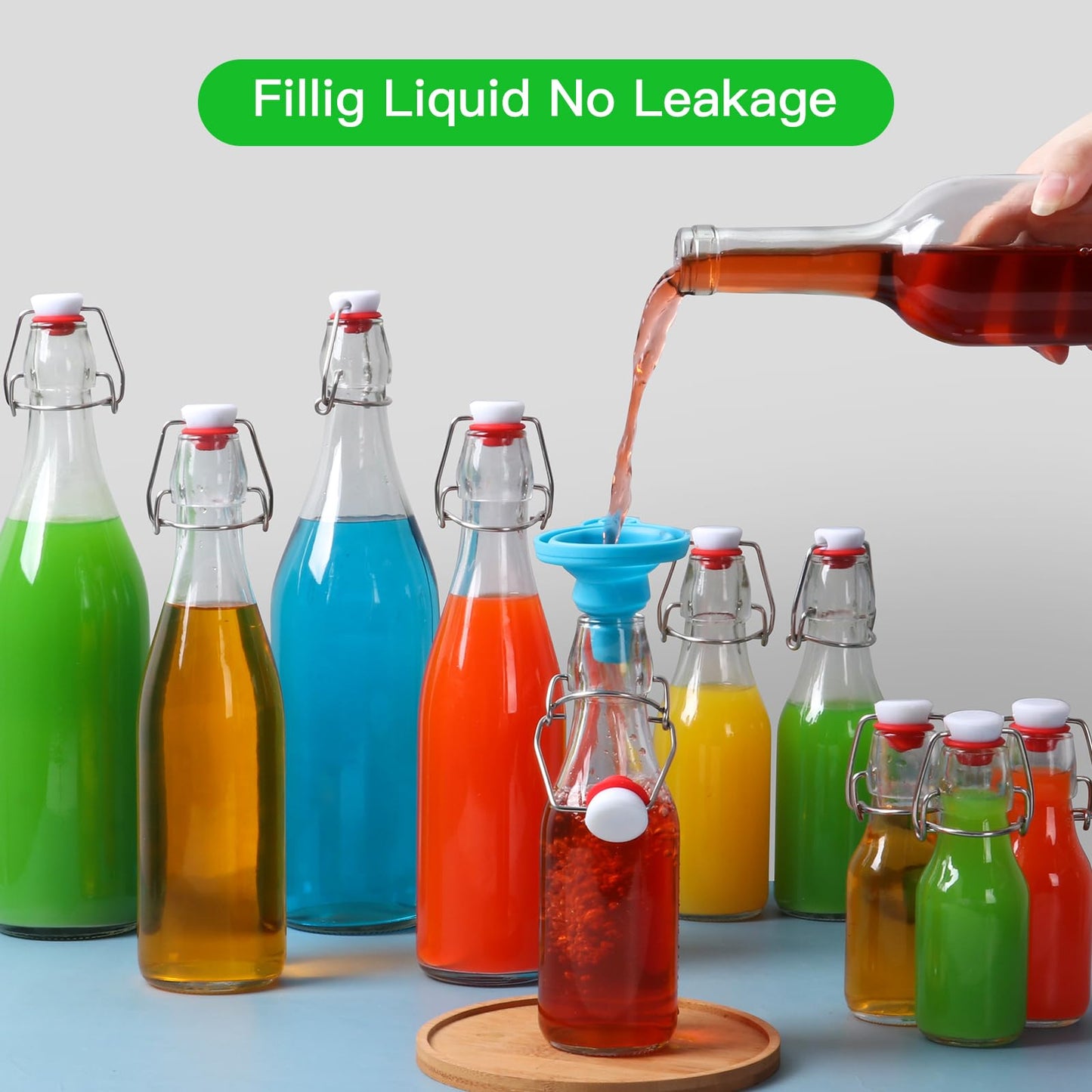 EkkoVla 12 Pack 4 oz Swing Top Glass Bottles, Flip Top Brewing Bottles with Airtight Rubber Seal Flip Caps for Kombucha, Beverages, Oil, Beer, Kefir, Vinegar, Wine