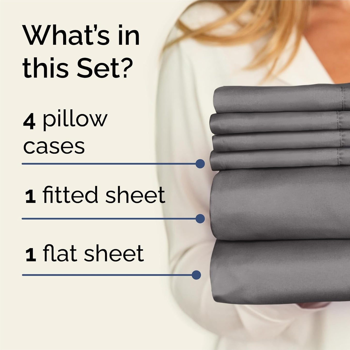 King 6 Piece Sheet Set - Ultra-Soft Cooling Bedding with Deep Pockets - Dark Grey | Hotel Luxury Comfort