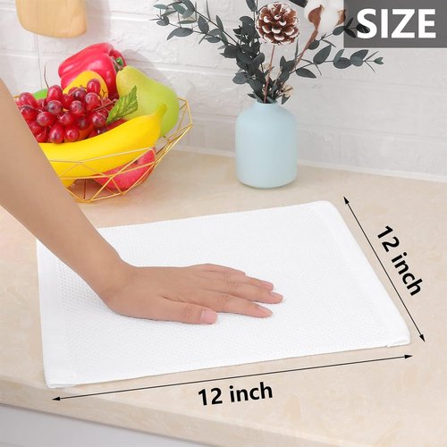 Homaxy 100% Cotton Dish Cloths - Ultra Soft, Absorbent & Quick Drying | 12 x 12 Inches, 24-Pack, White