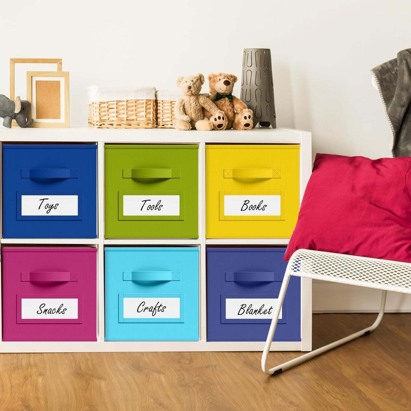 Teenyyou Fabric Storage Cubes - 10 Pack 11-Inch Collapsible Bins with Label Window & Handle | Ideal for Kids' Rooms, Closets, and Shelves