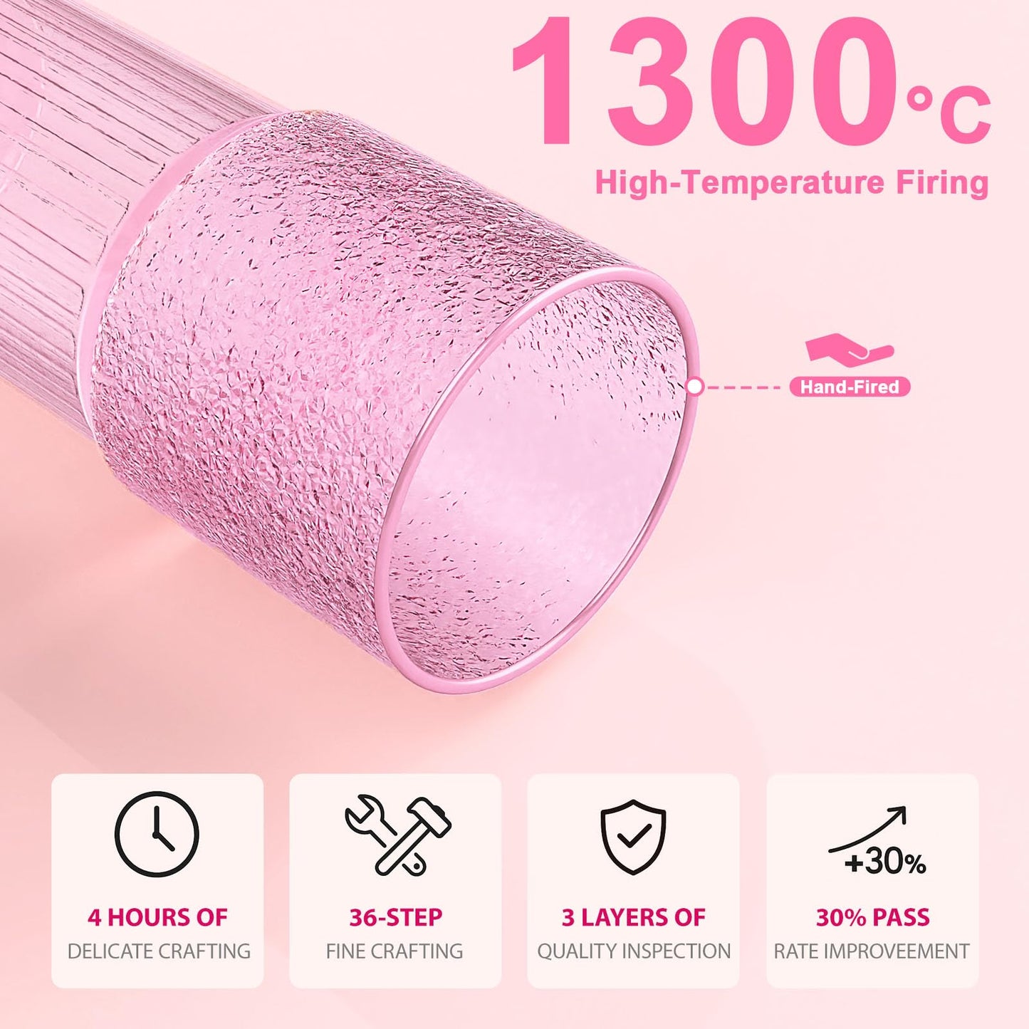 Luiaiog 20oz Glass Cups with Lids and Straws - Set of 4 Reusable Tumblers, Thickened Shatter-Resistant Glass, Ideal for Iced Coffee, Smoothies, Cocktails, Juices - Elegant & Durable Drinkware (Pink)