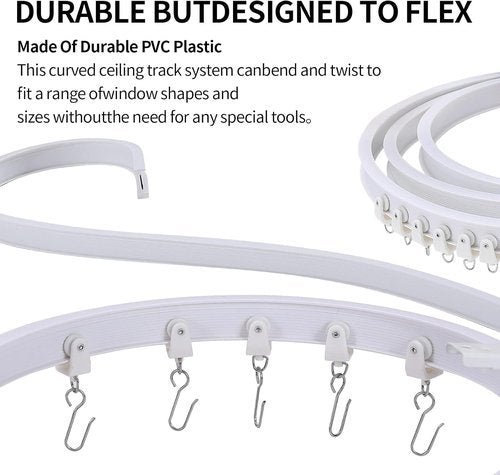 Flexible Bendable Curtain Track by [Brand Name] - 5m (16.4ft) Ceiling Mount for Easy Installation