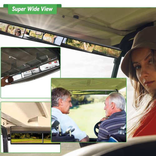 Cartalia Universal Golf Cart 4 Panel Rear View Mirror for EZGO Club Car Yamaha, 35.8" Length Wide Angle Panoramic Mirror Eliminate Blind Spots for ATV UTV Vans Trucks, Included All Hardware