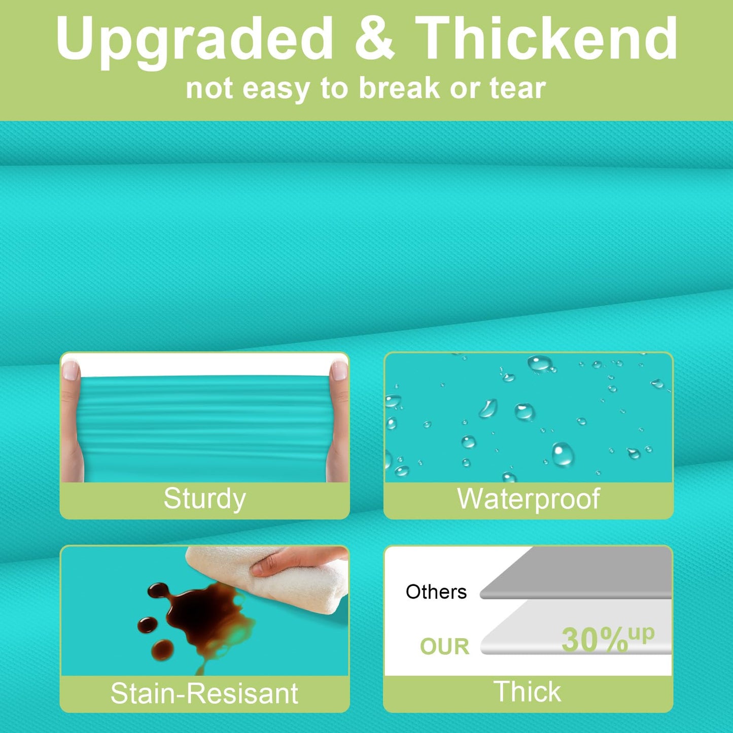 QIKSION Teal Plastic Table Cloth Disposable 6 Pack, 54 x 108 Inch Tablecloths for Easter Party, Summer, Turquoise Rectangle Table Cover