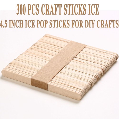 300 Pcs Craft Sticks Ice Cream Sticks, Borogo 4.5inchs Sticks Natural Wood Popsicle Craft Sticks Treat Sticks Ice Pop Sticks for DIY Crafts