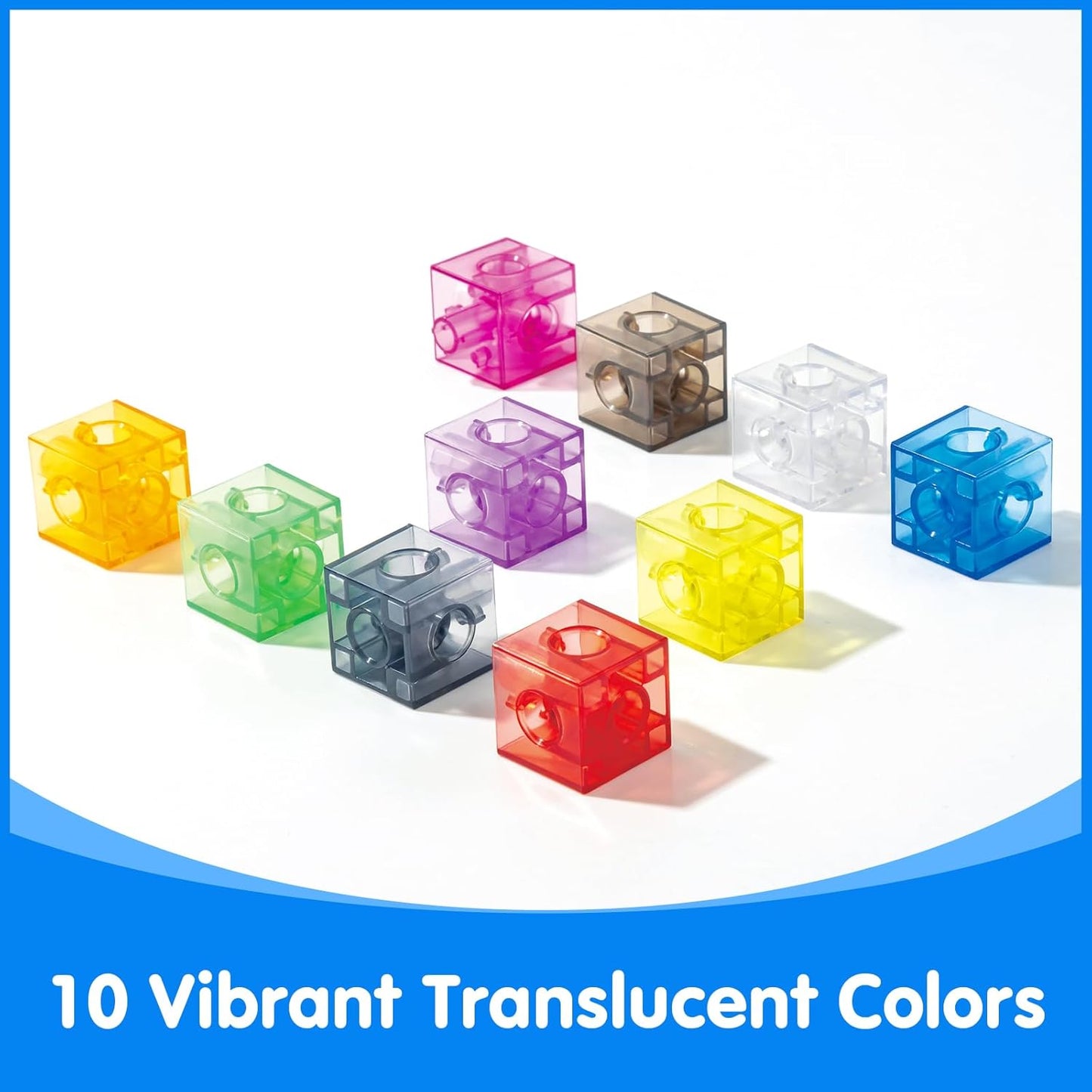 Skiennix Translucent Linking Cubes - Engaging Math Toy for Early Learning & Creative Play