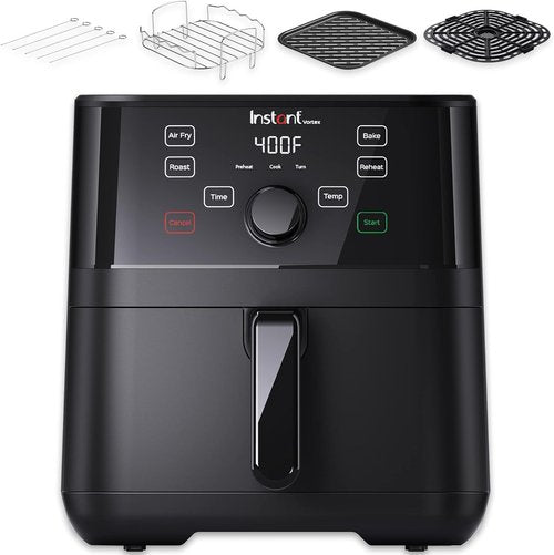 Instant Pot Vortex 5.7QT Air Fryer - 4-in-1 Functions with Smart Cooking Programs & 100+ Recipes | Black