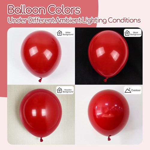 Dark Red Balloons - 12-Inch Red Latex Balloons | 50-Pack for Bridal Shower & Birthday Party Decor