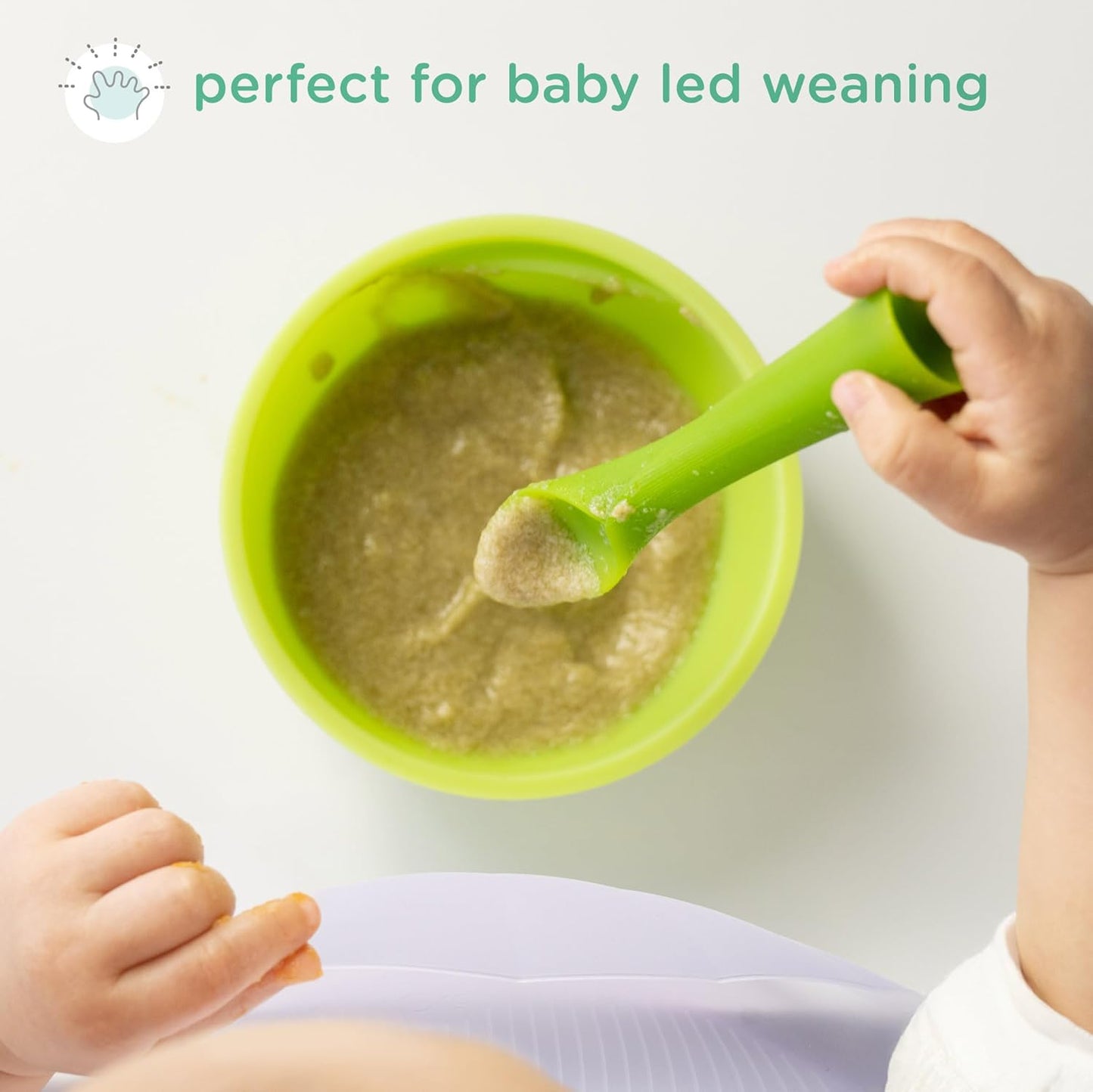 Olababy Silicone Soft-Tip Training Spoons - Perfect for Baby-Led Weaning | Set of 2