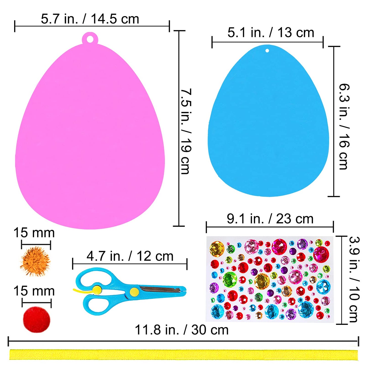 Winlyn 24 Sets Easter Craft Kits Easy Spring Crafts DIY 3D Egg Ornaments Decorations Egg Foam Stickers Easter Arts and Crafts for Kids Home Classroom Activities Party Favors Art Project