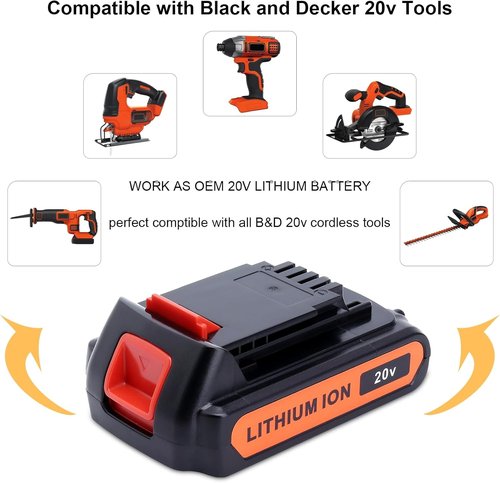 Black & Decker LBXR20 20V Lithium Battery - 4.0Ah Power for Cordless Tools | 2-Pack
